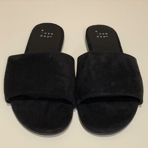 A New Day Black Faux Suede Sandals Size 6.5